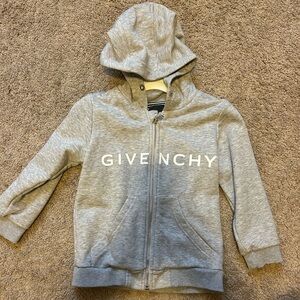 Givenchy gray toddler zip up front hooded sweatshirt